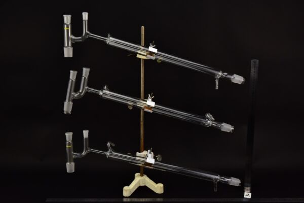 Claisen-type distillation bridges with Liebig condensers – set of three – No. 2 Claisen-type distillation bridges with Liebig condensers – set of three – No. 2