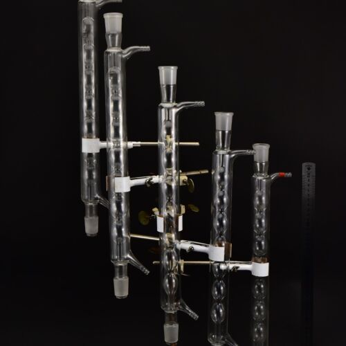 Allihn bulb condensers with ground-glass joints – set of five – No. 1