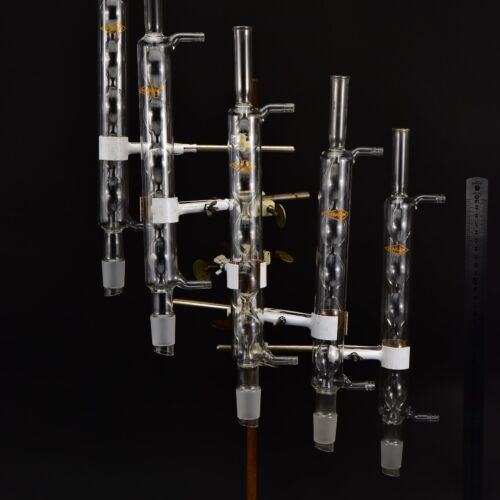 Allihn bulb condensers with ground-glass joints – set of five – No. 2