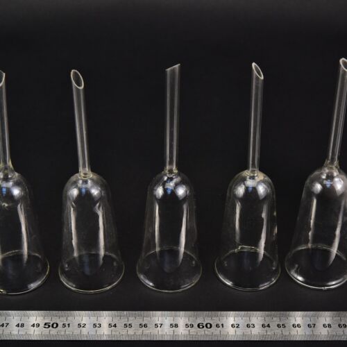 Bell-shaped glass funnels with long stems – set of five Bell-shaped glass funnels with long stems – set of five