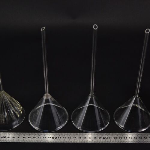 Long-stem glass funnels – mixed set of four