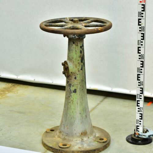 Large District-Heating-Plant Valve-Operating Handwheel on a Cast-Iron Trumpet Pedestal