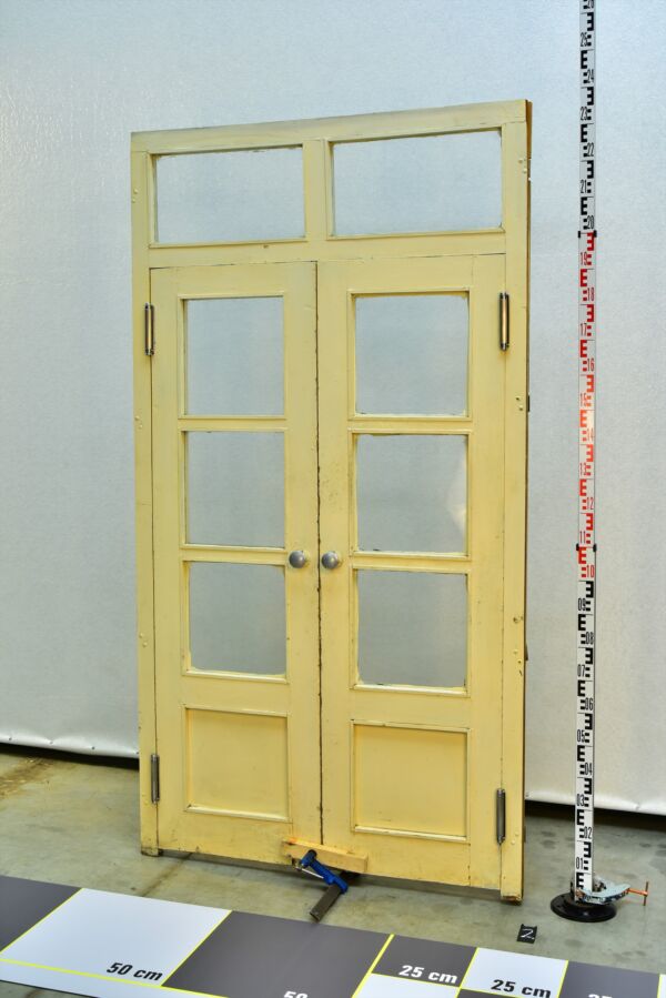 Glazed Double Wooden Interior Door with Transom from a Heavy-Industrial Plant Office Building – No. 2 Glazed Double Wooden Interior Door with Transom from a Heavy-Industrial Plant Office Building – No. 2